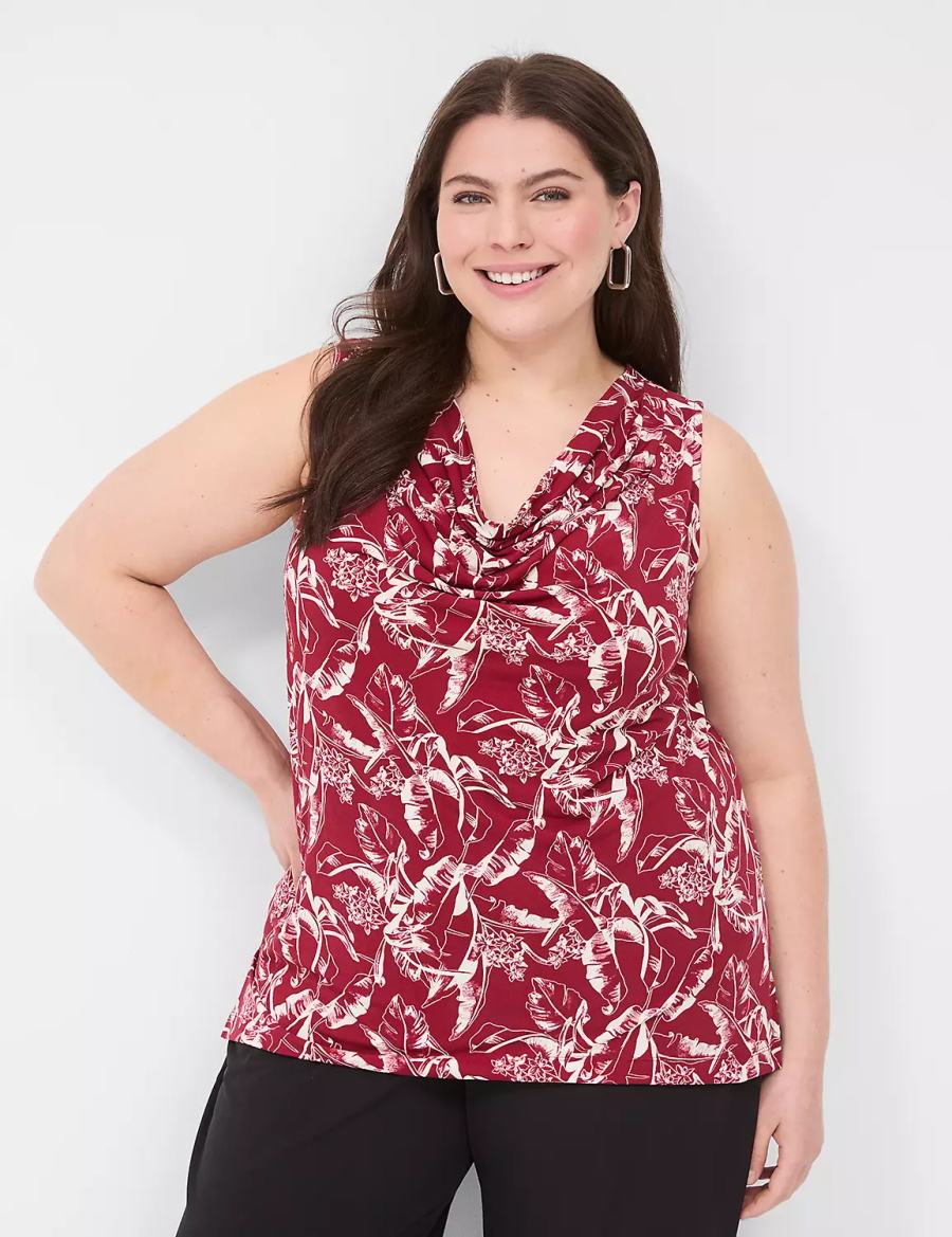 Dámské Tričko Lane Bryant Drape-Neck Shell Vínové | RJF4010TJ