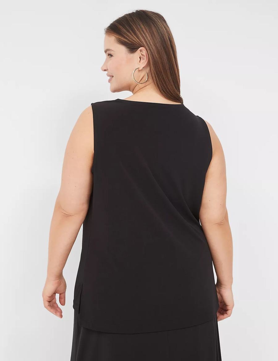 Dámské Tričko Lane Bryant Drape-Neck Shell Černé | KOV8058HP