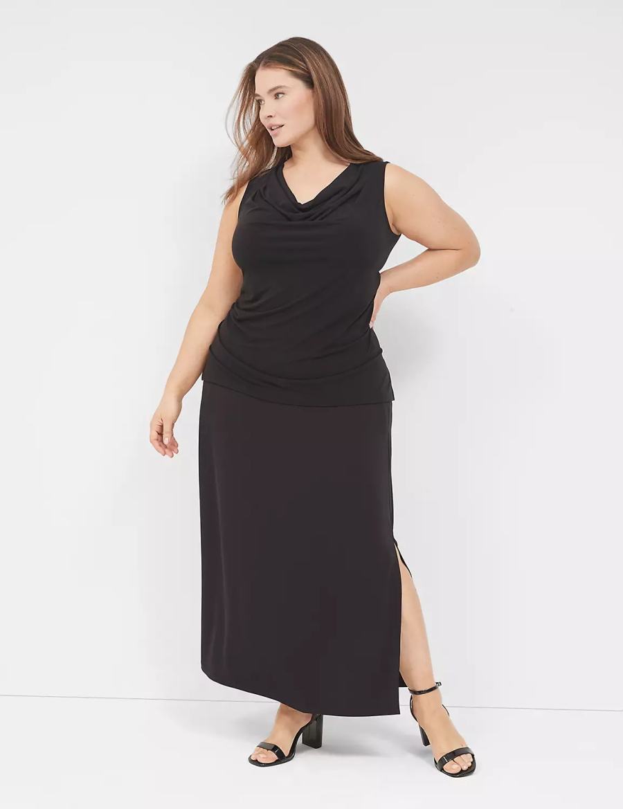 Dámské Tričko Lane Bryant Drape-Neck Shell Černé | KOV8058HP