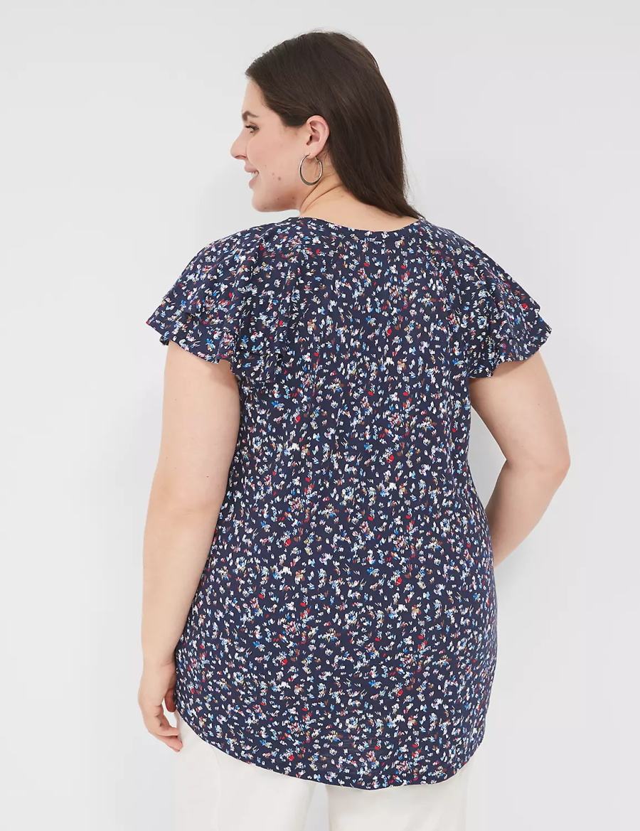 Dámské Tričko Lane Bryant Easy Flutter-Sleeve Tee Viacfarebný | UTK6977QZ