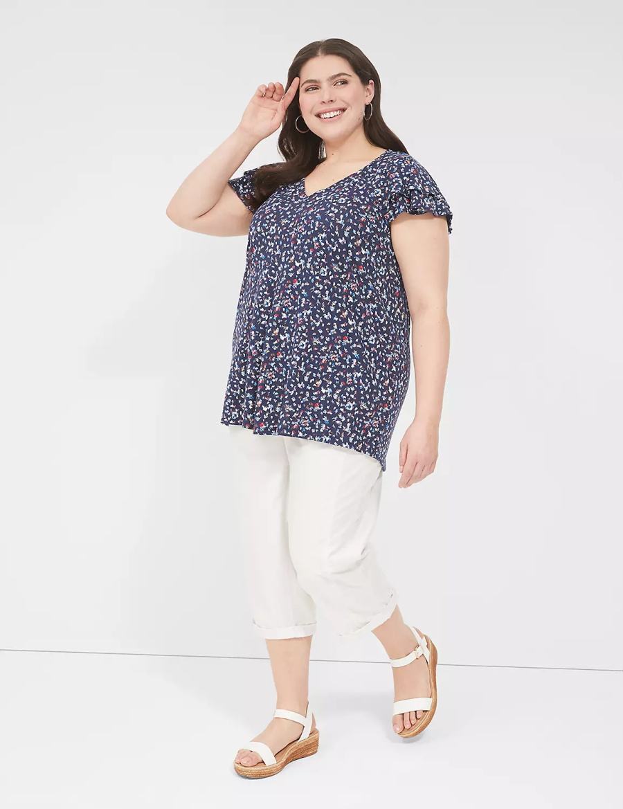 Dámské Tričko Lane Bryant Easy Flutter-Sleeve Tee Viacfarebný | UTK6977QZ