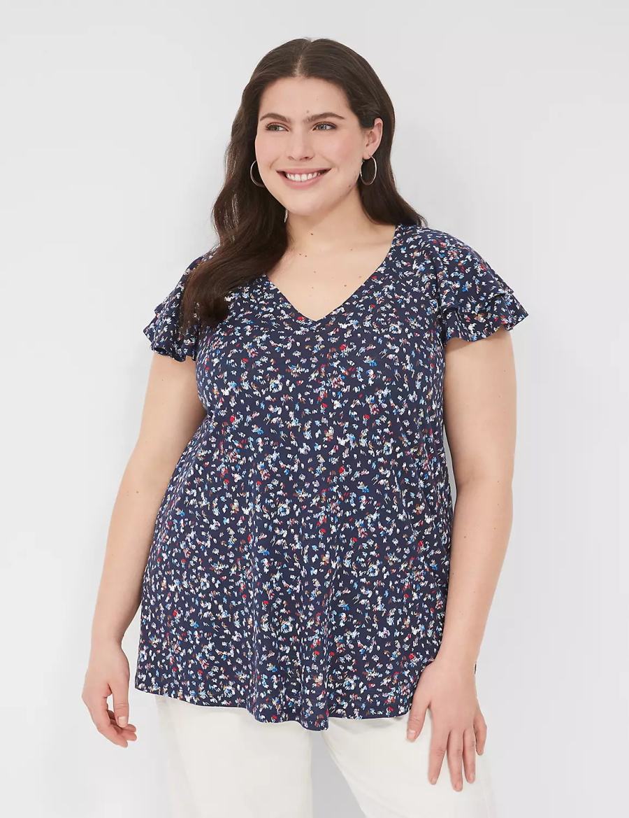 Dámské Tričko Lane Bryant Easy Flutter-Sleeve Tee Viacfarebný | UTK6977QZ