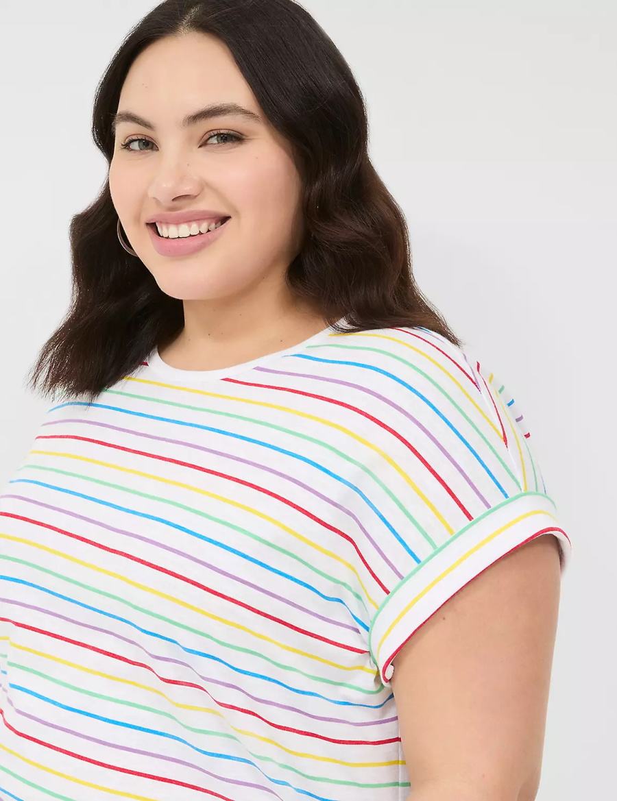 Dámské Tričko Lane Bryant Easy Roll-Sleeve Tee Proužek | EZG9784HR