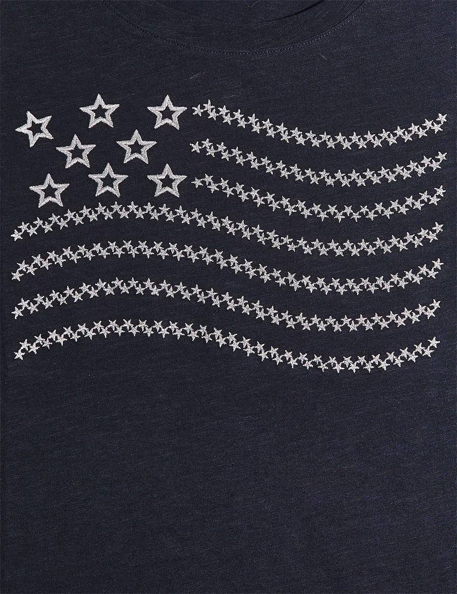 Dámské Tričko Lane Bryant Embroidered Flag Graphic Tee Černé | AFY3976XG