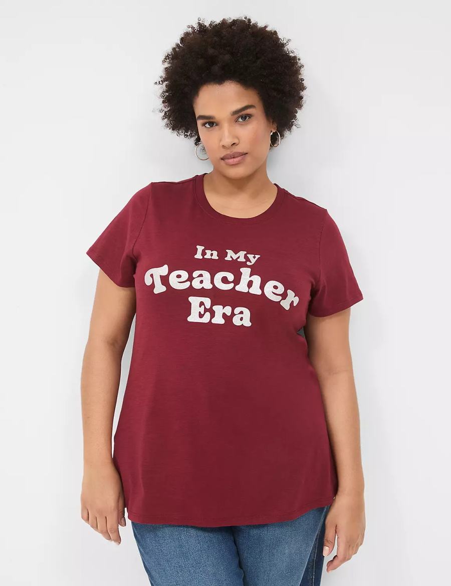 Dámské Tričko Lane Bryant Glitter In My Teacher Era Graphic Tee Tmavě Červené | KBW2820AH