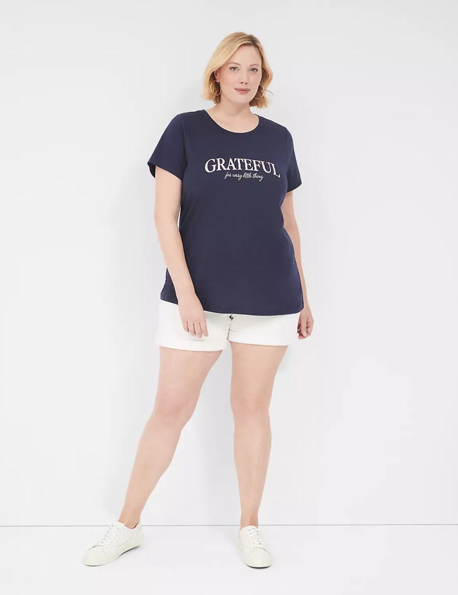 Dámské Tričko Lane Bryant Grateful Graphic Tee Blankyt | YAI8886MZ