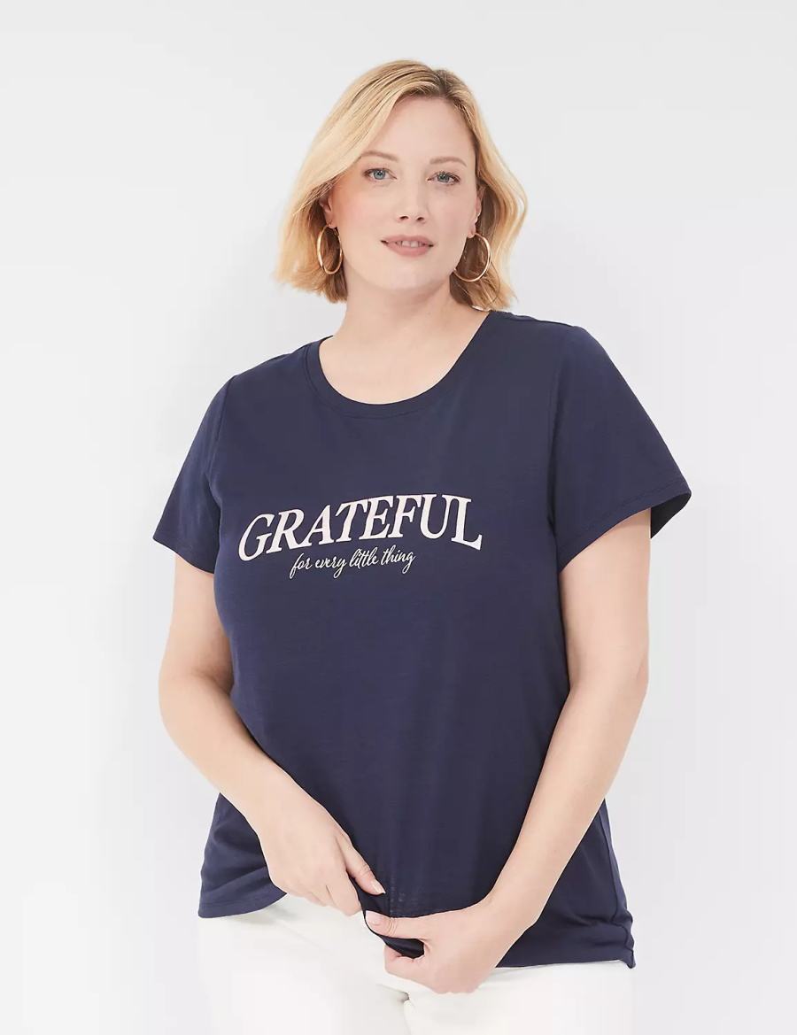 Dámské Tričko Lane Bryant Grateful Graphic Tee Blankyt | YAI8886MZ