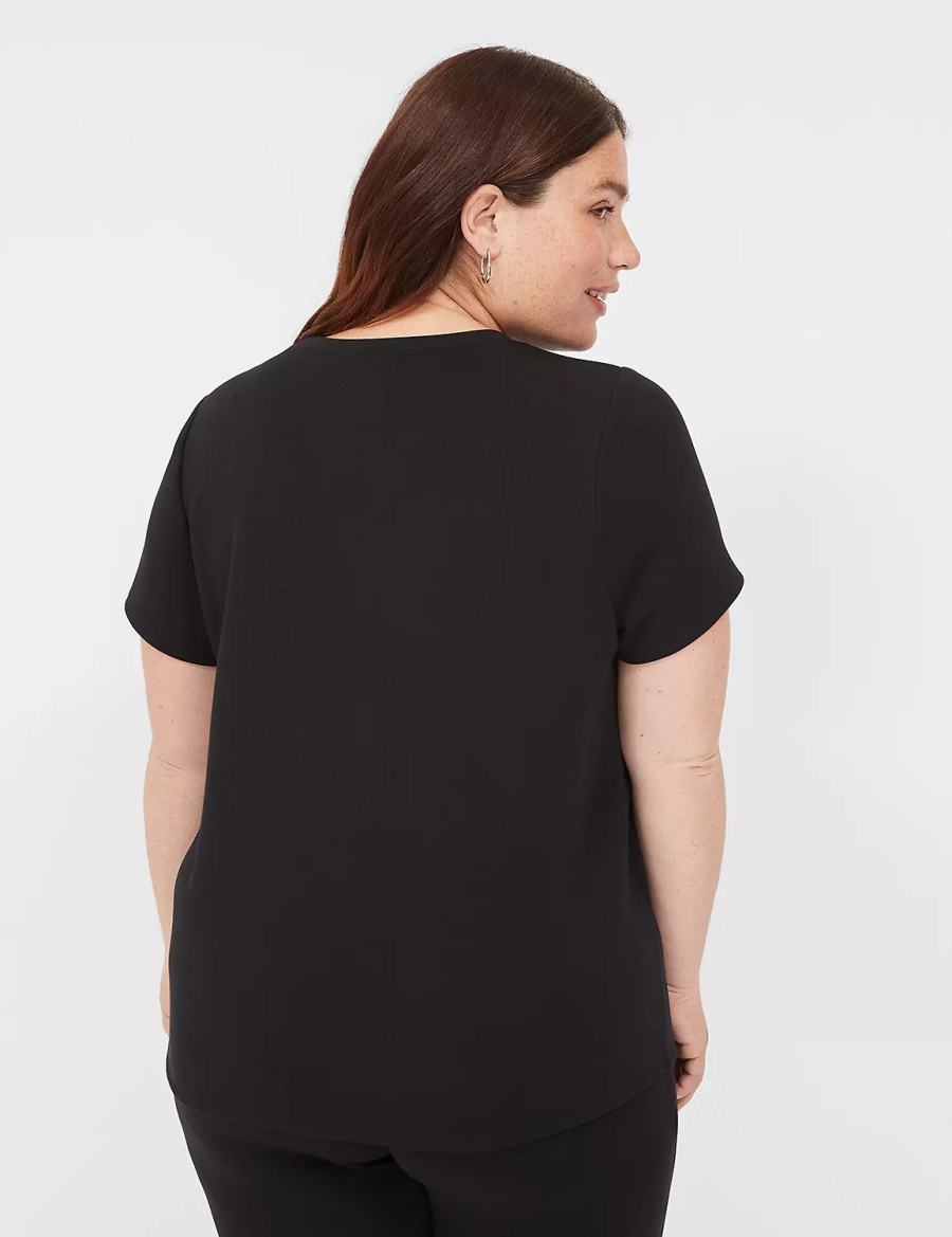 Dámské Tričko Lane Bryant Journey Short-Sleeve Tee Černé | EFS5968WL