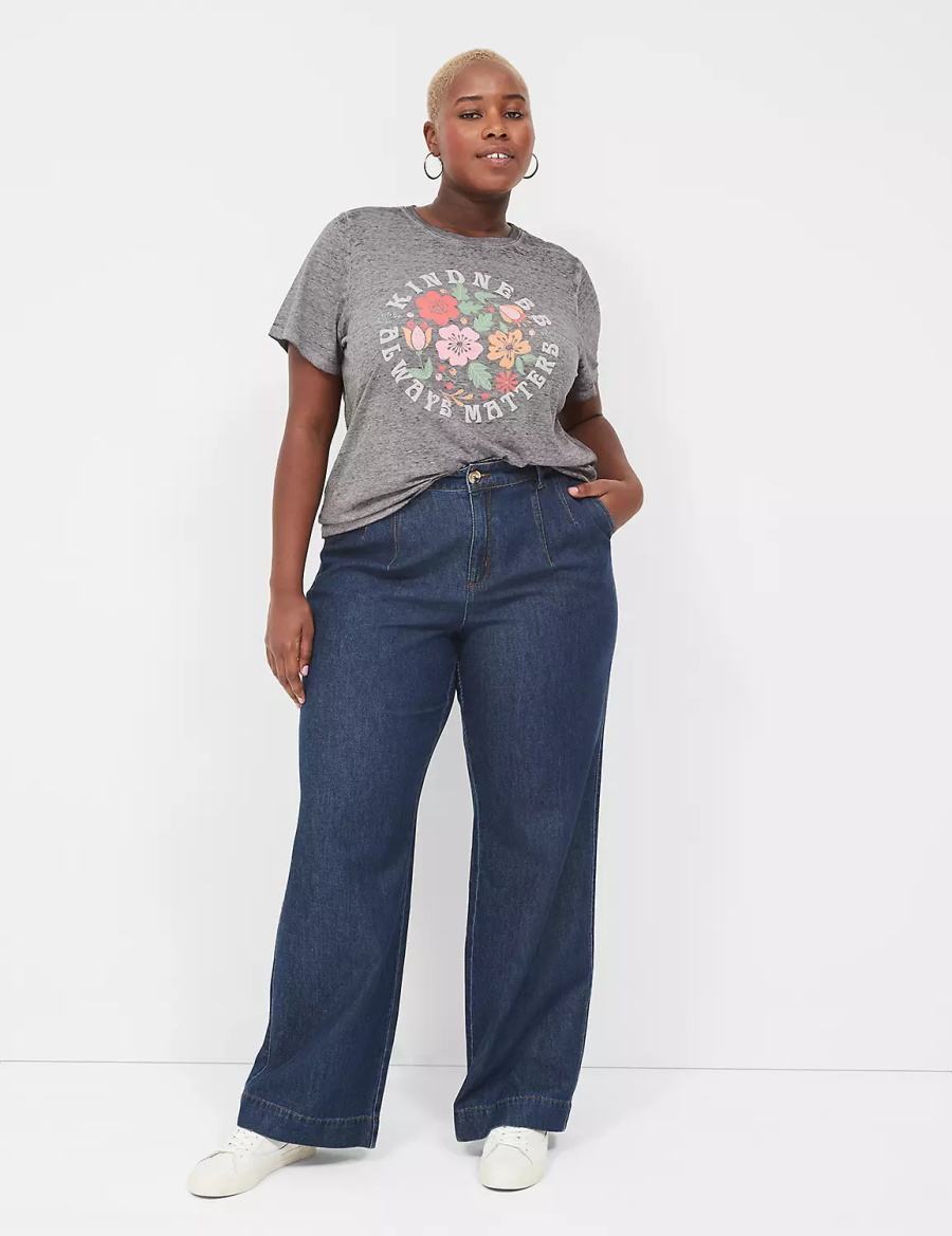 Dámské Tričko Lane Bryant Kindness Always Matters Burnout Graphic Tee Tmavě Šedé | QLD8894WH