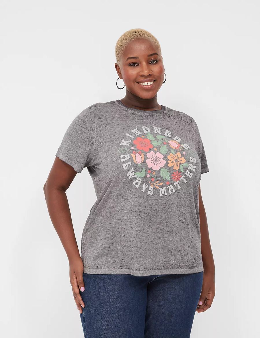 Dámské Tričko Lane Bryant Kindness Always Matters Burnout Graphic Tee Tmavě Šedé | QLD8894WH