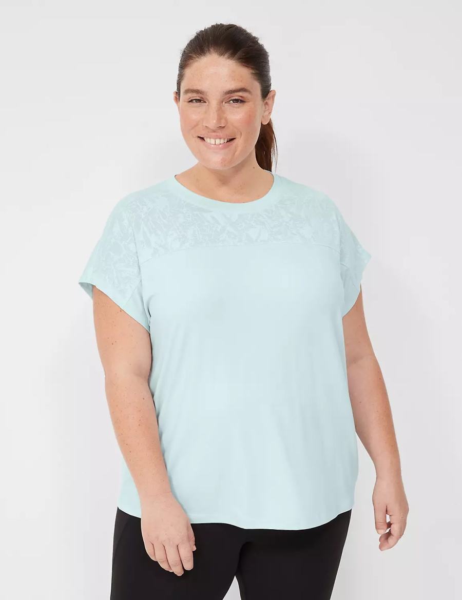 Dámské Tričko Lane Bryant LIVI Crew-Neck Mesh & Recycled LIVI Soft Tee Světle Zelene | KVK2061MO