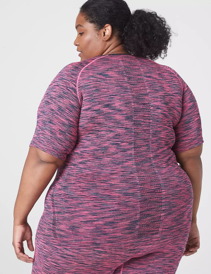 Dámské Tričko Lane Bryant LIVI Seamless Fitted Spacedye Top Růžové | MCN5732PX