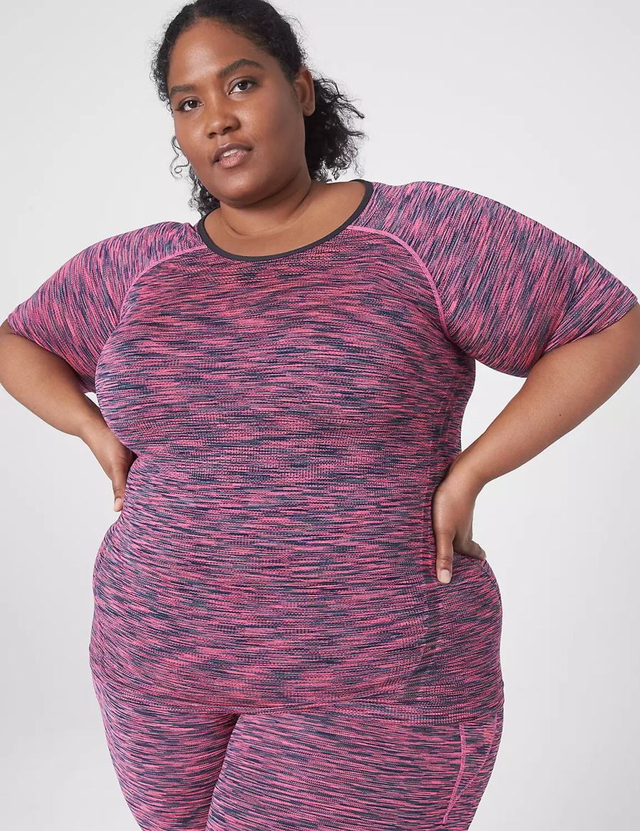 Dámské Tričko Lane Bryant LIVI Seamless Fitted Spacedye Top Růžové | MCN5732PX