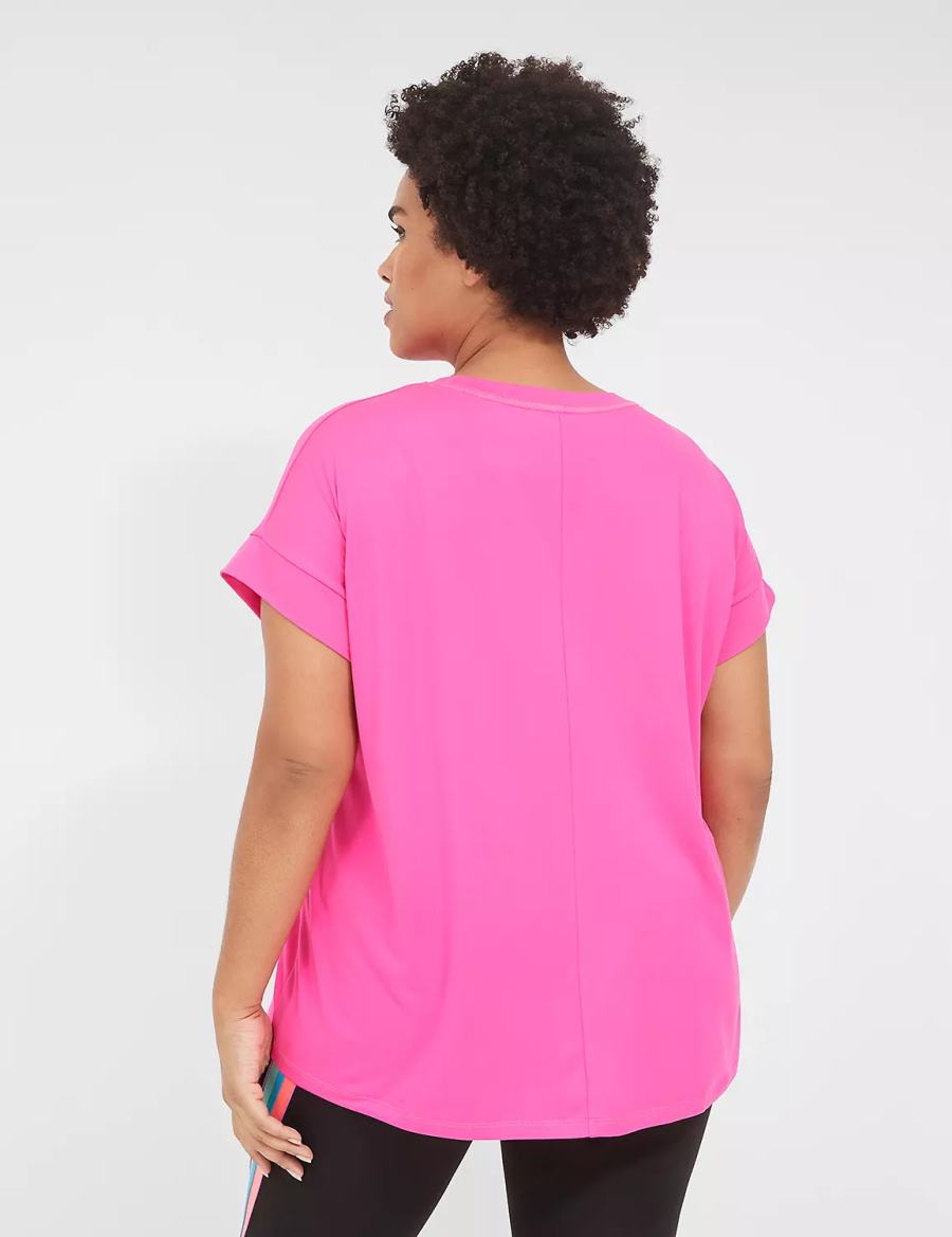 Dámské Tričko Lane Bryant LIVI Soft Crew-Neck Recycled Tee Světle Růžové | UUF8089LF