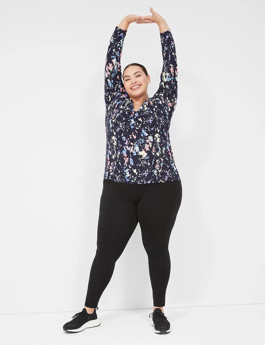 Dámské Tričko Lane Bryant LIVI Soft Long-Sleeve Recycled Tee Černé Viacfarebný | DCH823UI