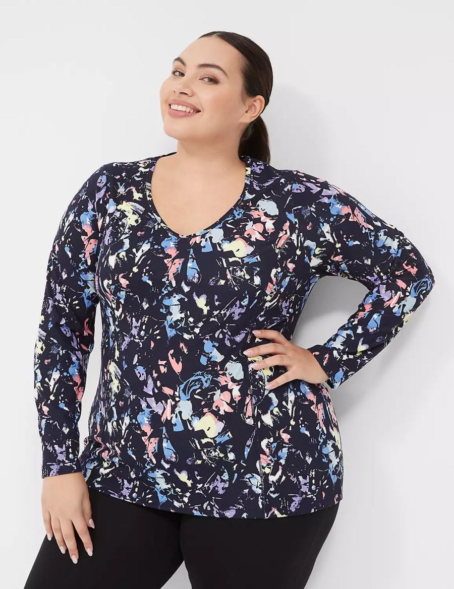 Dámské Tričko Lane Bryant LIVI Soft Long-Sleeve Recycled Tee Černé Viacfarebný | DCH823UI