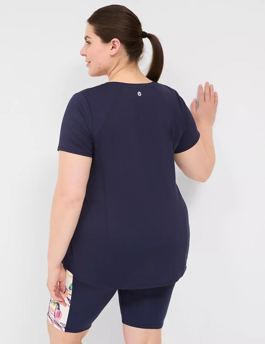 Dámské Tričko Lane Bryant LIVI Wicking V-Neck Performance Tee Tmavě Blankyt | OYS2245YG