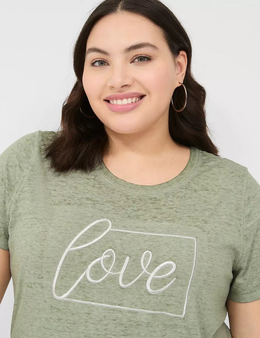 Dámské Tričko Lane Bryant Love Graphic Tee Olivy Zelené Zelene | YMG1318OG