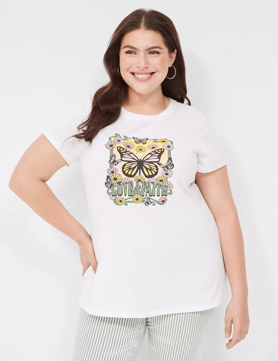 Dámské Tričko Lane Bryant Love & Faith Graphic Tee Bílé | BFM6339WW