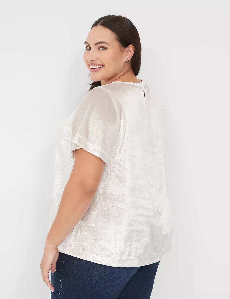 Dámské Tričko Lane Bryant Lurex Boatneck Swing Top Šedé | TWR8991SF