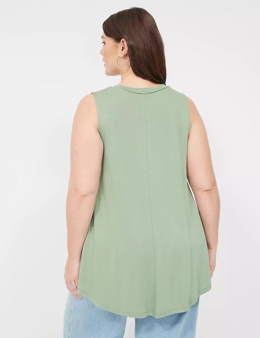 Dámské Tričko Lane Bryant Max Swing High-Neck Smocked-Shoulder Tunic Světle Zelene | RJW265DM