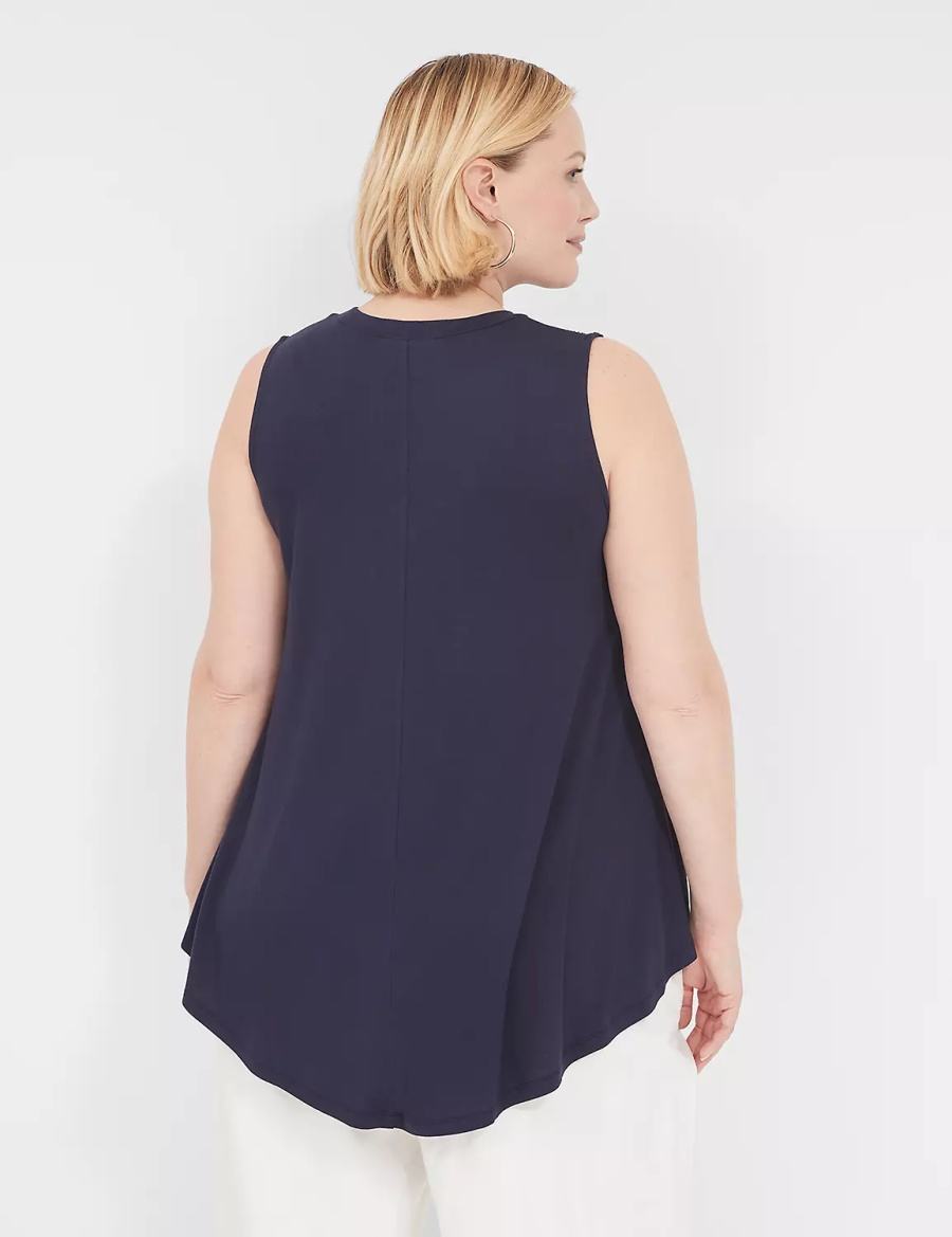 Dámské Tričko Lane Bryant Max Swing High-Neck Smocked-Shoulder Tunic Blankyt | YJF3258KC