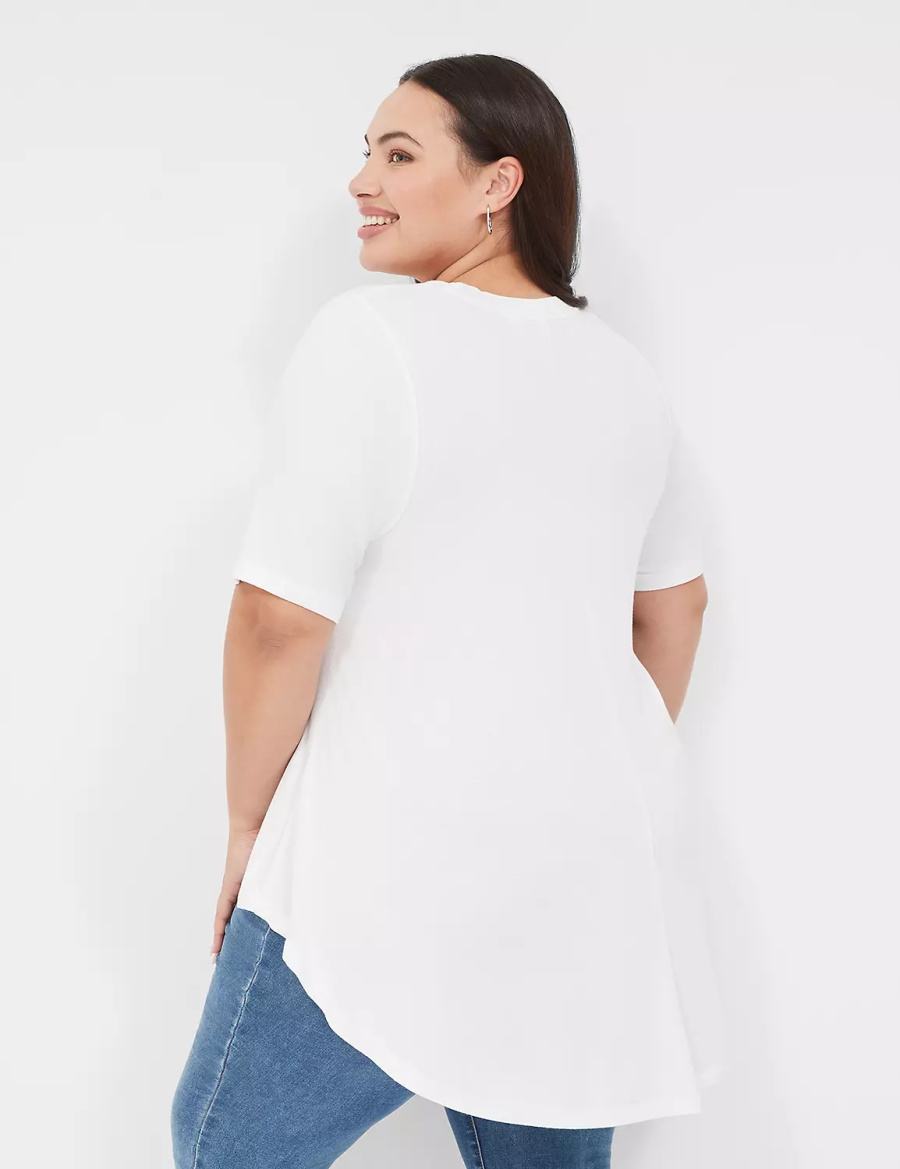 Dámské Tričko Lane Bryant Max Swing Perfect Sleeve Crew-Neck Tee Bílé | EOW3320EP