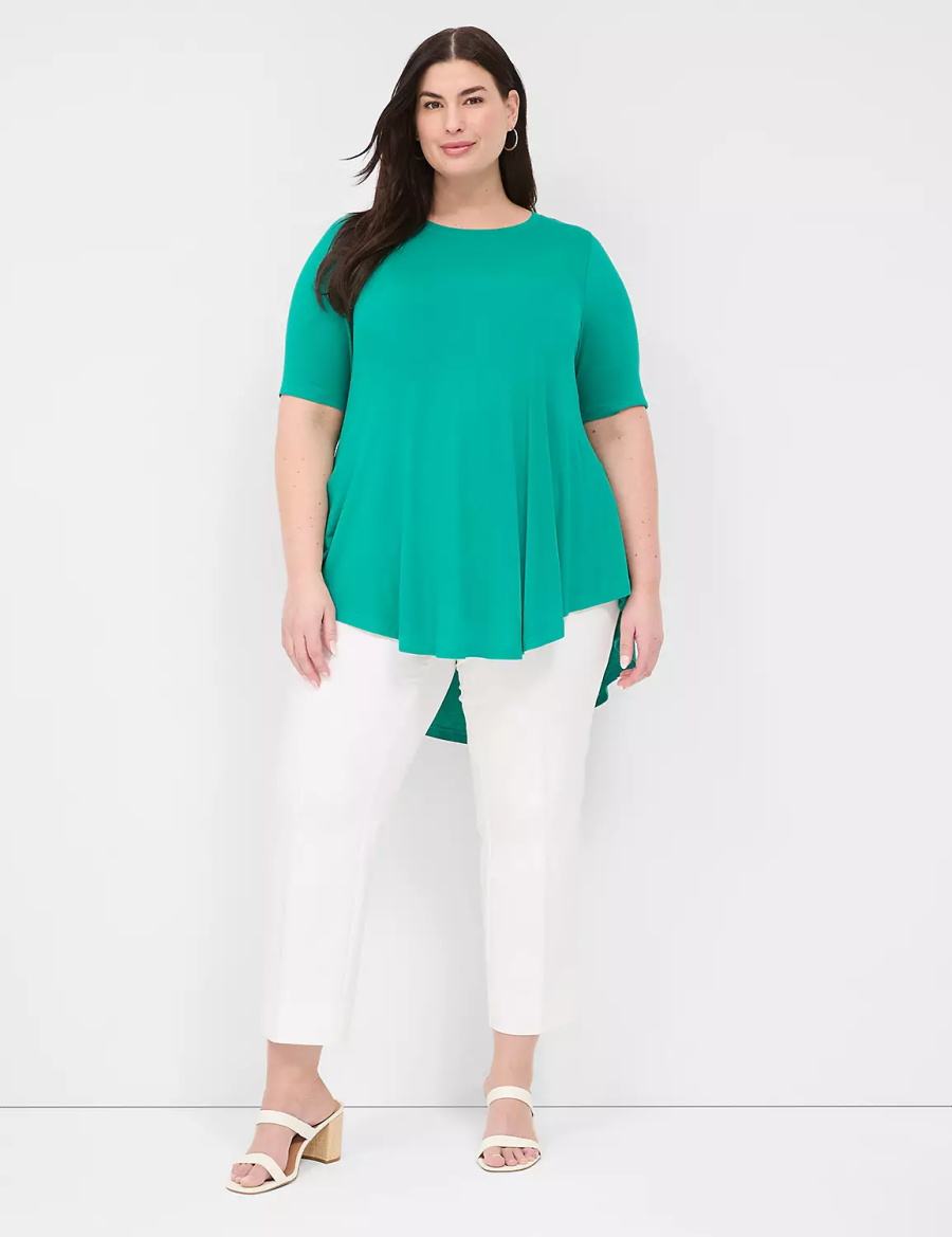 Dámské Tričko Lane Bryant Max Swing Perfect Sleeve Crew-Neck Tee Světle Tyrkysové | UPU1480LG