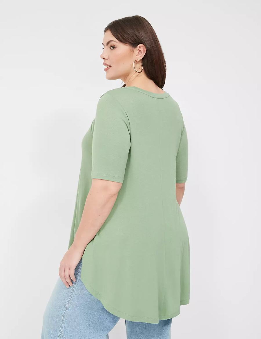 Dámské Tričko Lane Bryant Max Swing Perfect Sleeve Crew-Neck Tee Světle Zelene | SEP7348BX