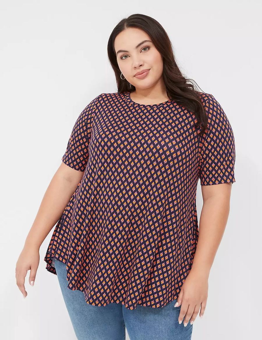 Dámské Tričko Lane Bryant Max Swing Perfect Sleeve Crew-Neck Tee Káva | COR3367EG