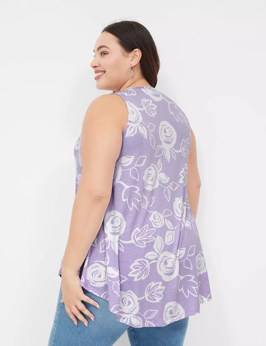 Dámské Tričko Lane Bryant Max Swing Sleeveless High-Neck Tunic Bílé Fialové | KCR3934XG