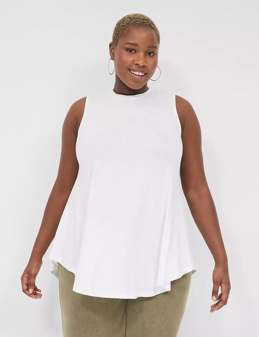 Dámské Tričko Lane Bryant Max Swing Sleeveless High-Neck Tunic Bílé | AHX2015RS