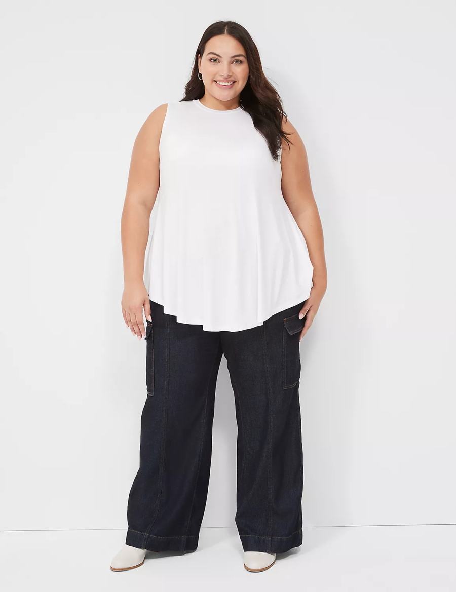 Dámské Tričko Lane Bryant Max Swing Sleeveless High-Neck Tunic Bílé | IMP2286UF