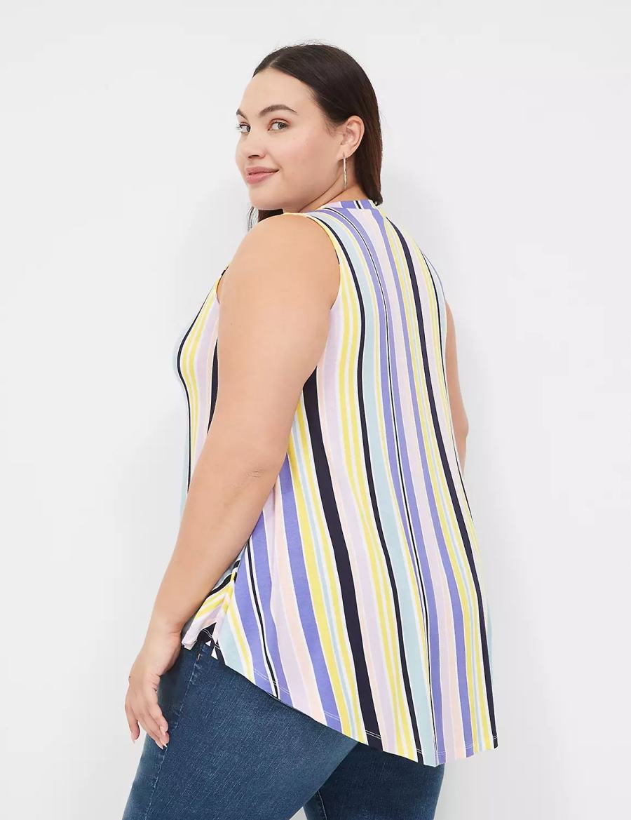 Dámské Tričko Lane Bryant Max Swing Sleeveless High-Neck Tunic Fialové Viacfarebný Proužek | LKW8220SV