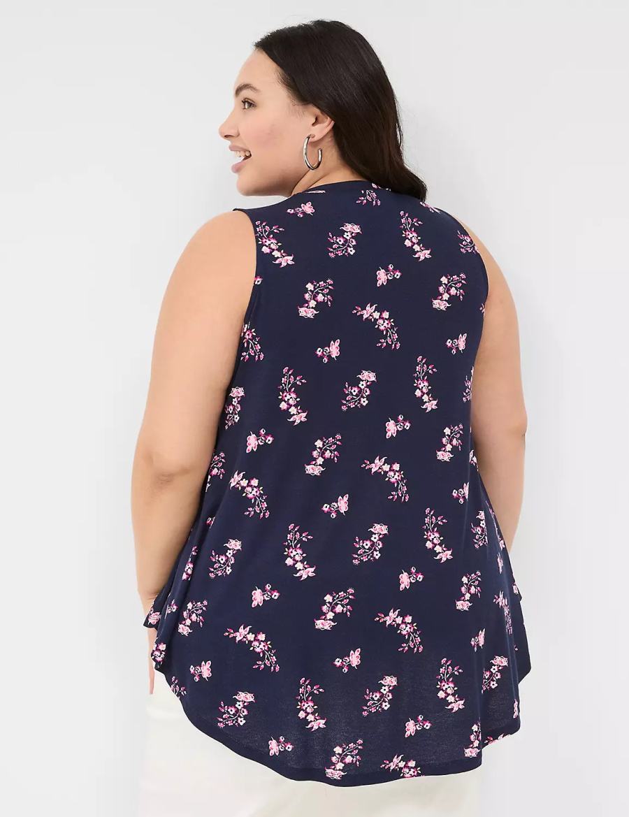 Dámské Tričko Lane Bryant Max Swing Sleeveless High-Neck Tunic Růžové Tmavě Blankyt | GBQ2569SW