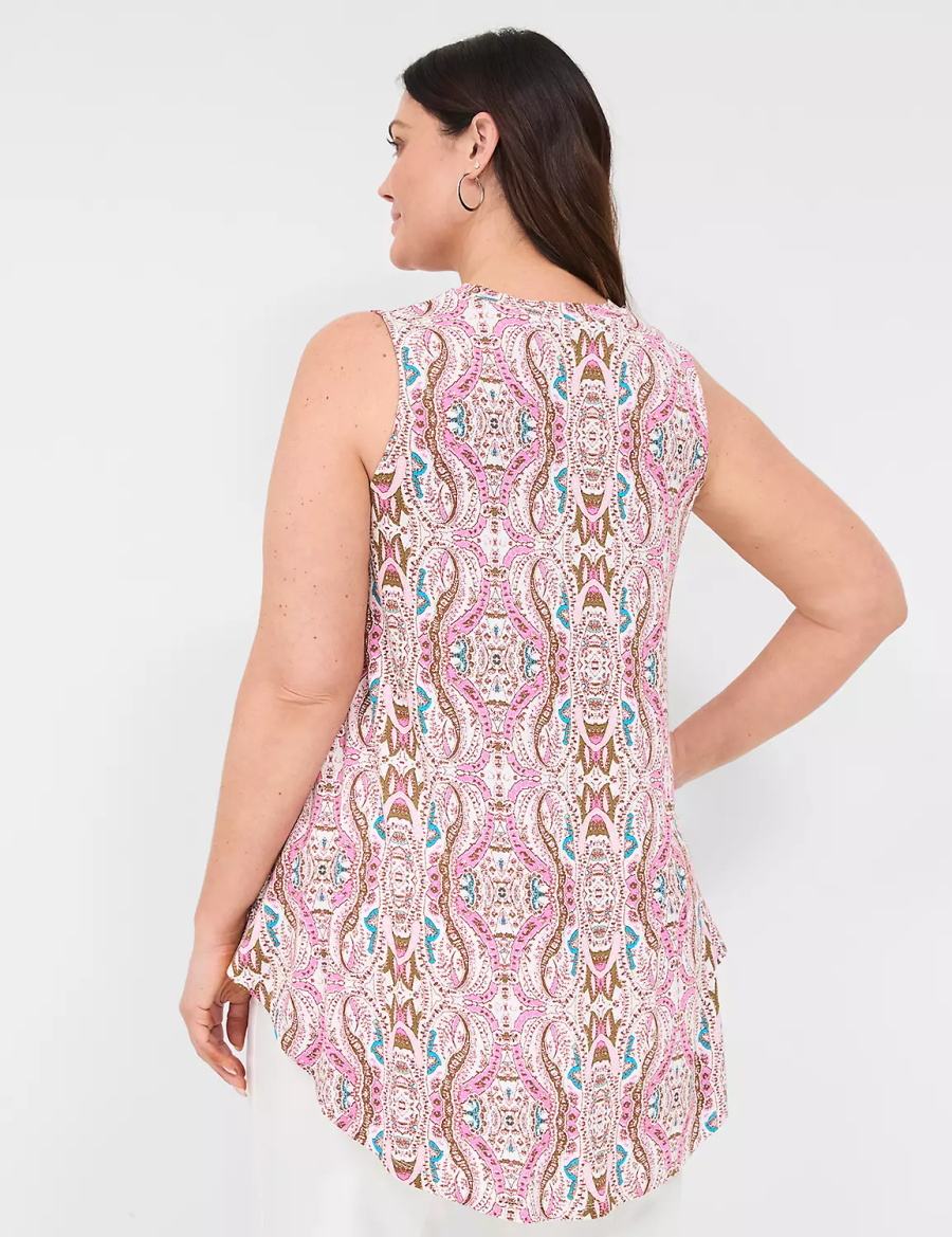 Dámské Tričko Lane Bryant Max Swing Sleeveless High-Neck Tunic Růžové | NDR691GY