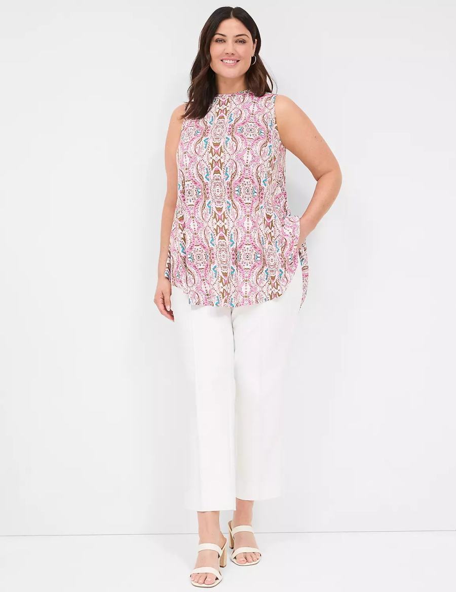 Dámské Tričko Lane Bryant Max Swing Sleeveless High-Neck Tunic Růžové | NDR691GY