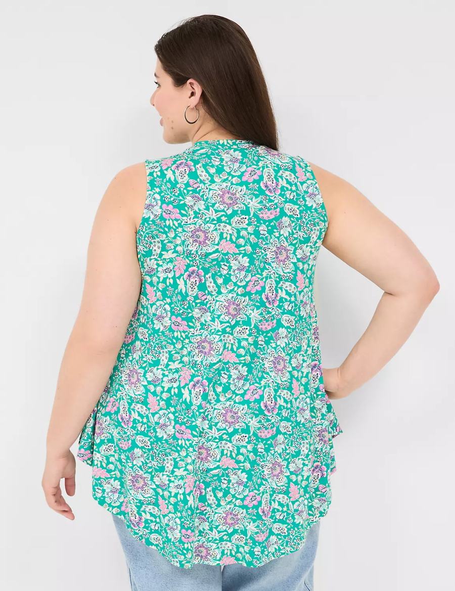 Dámské Tričko Lane Bryant Max Swing Sleeveless High-Neck Tunic Světle Tyrkysové | HUW5719CE