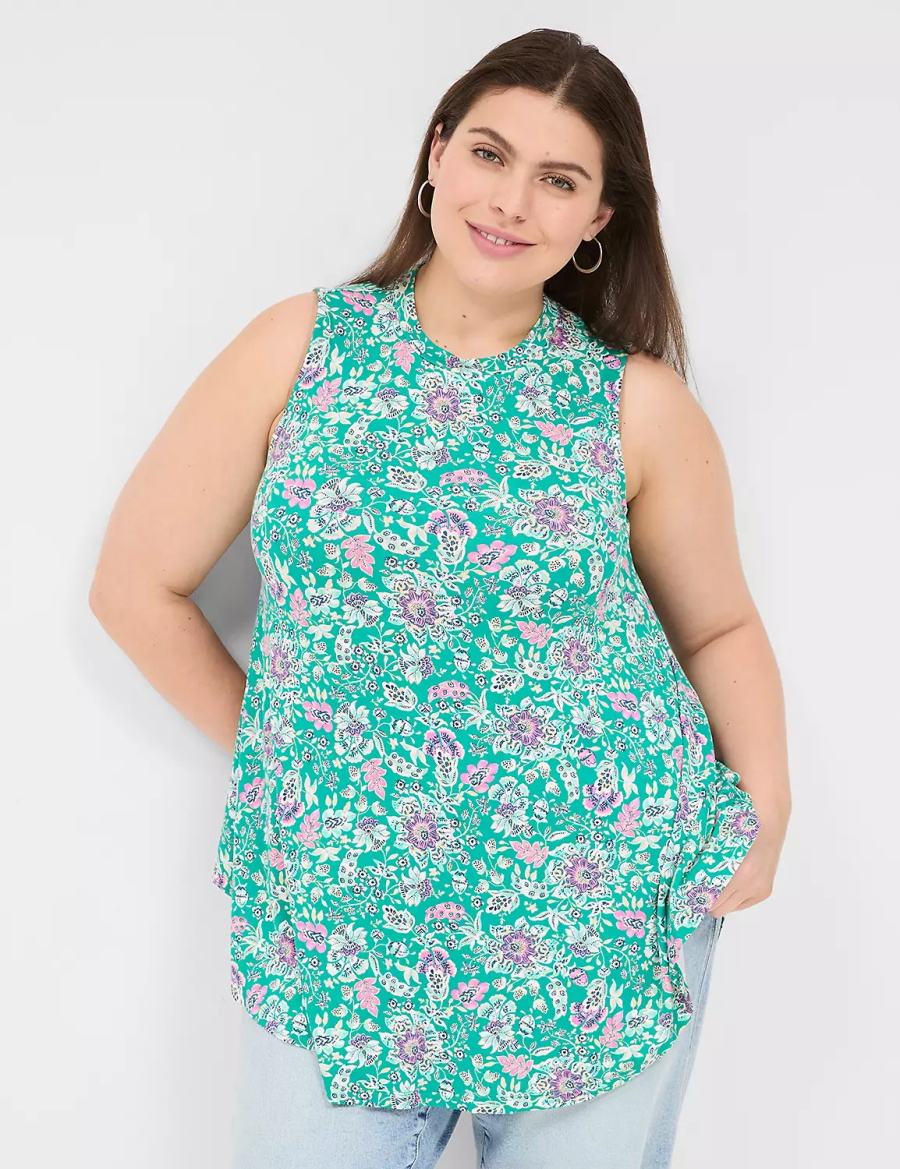 Dámské Tričko Lane Bryant Max Swing Sleeveless High-Neck Tunic Světle Tyrkysové | HUW5719CE