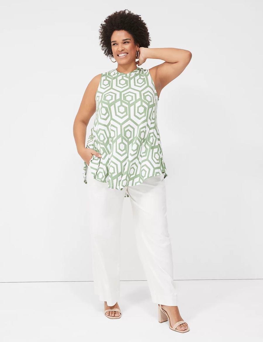 Dámské Tričko Lane Bryant Max Swing Sleeveless High-Neck Tunic Zelene | DDB3511FC