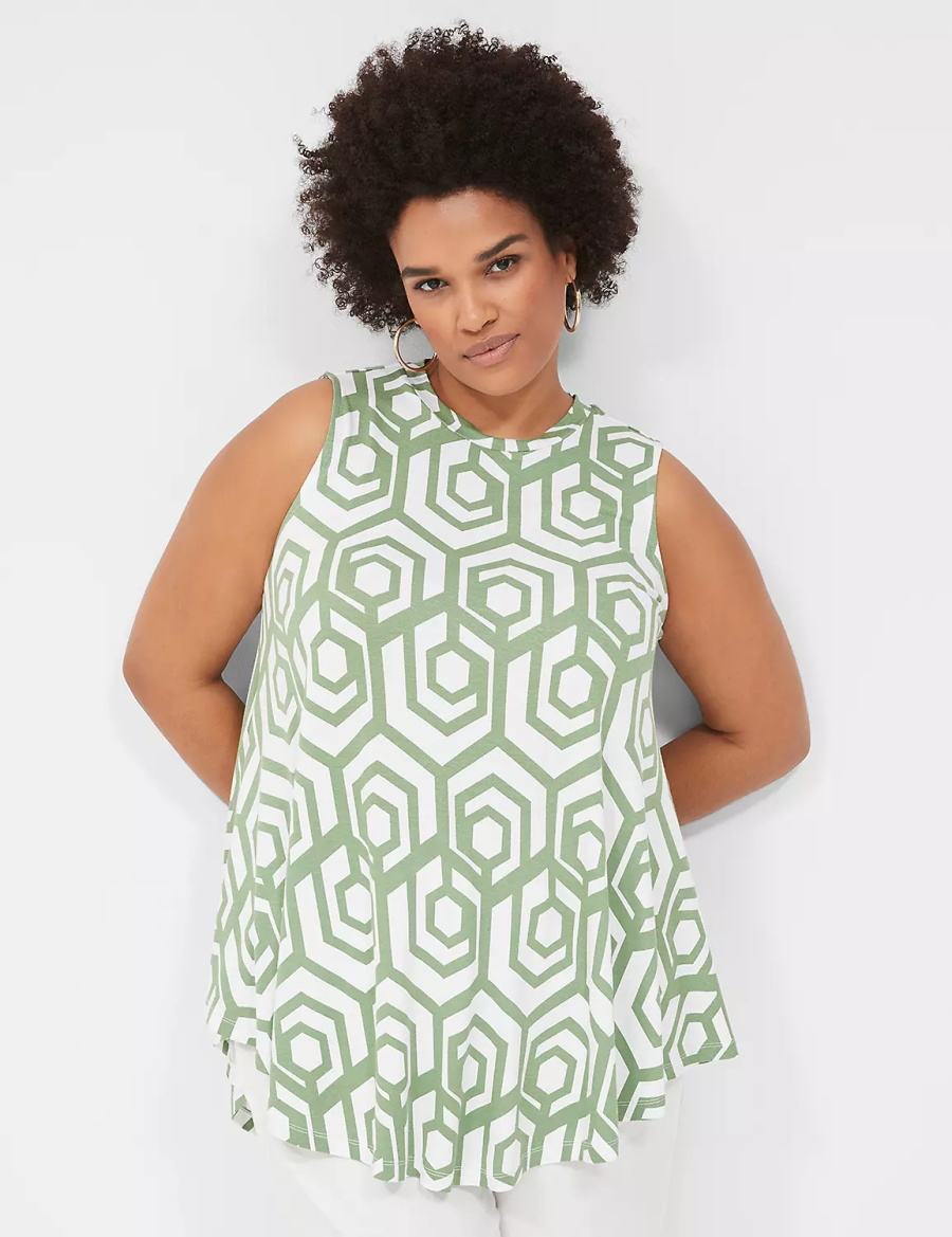 Dámské Tričko Lane Bryant Max Swing Sleeveless High-Neck Tunic Zelene | DDB3511FC