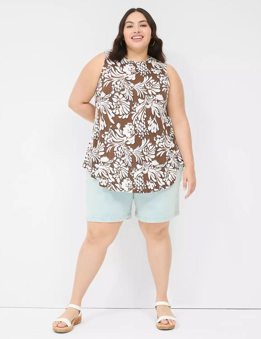 Dámské Tričko Lane Bryant Max Swing Sleeveless High-Neck Tunic Hnědé | ISN7256PM