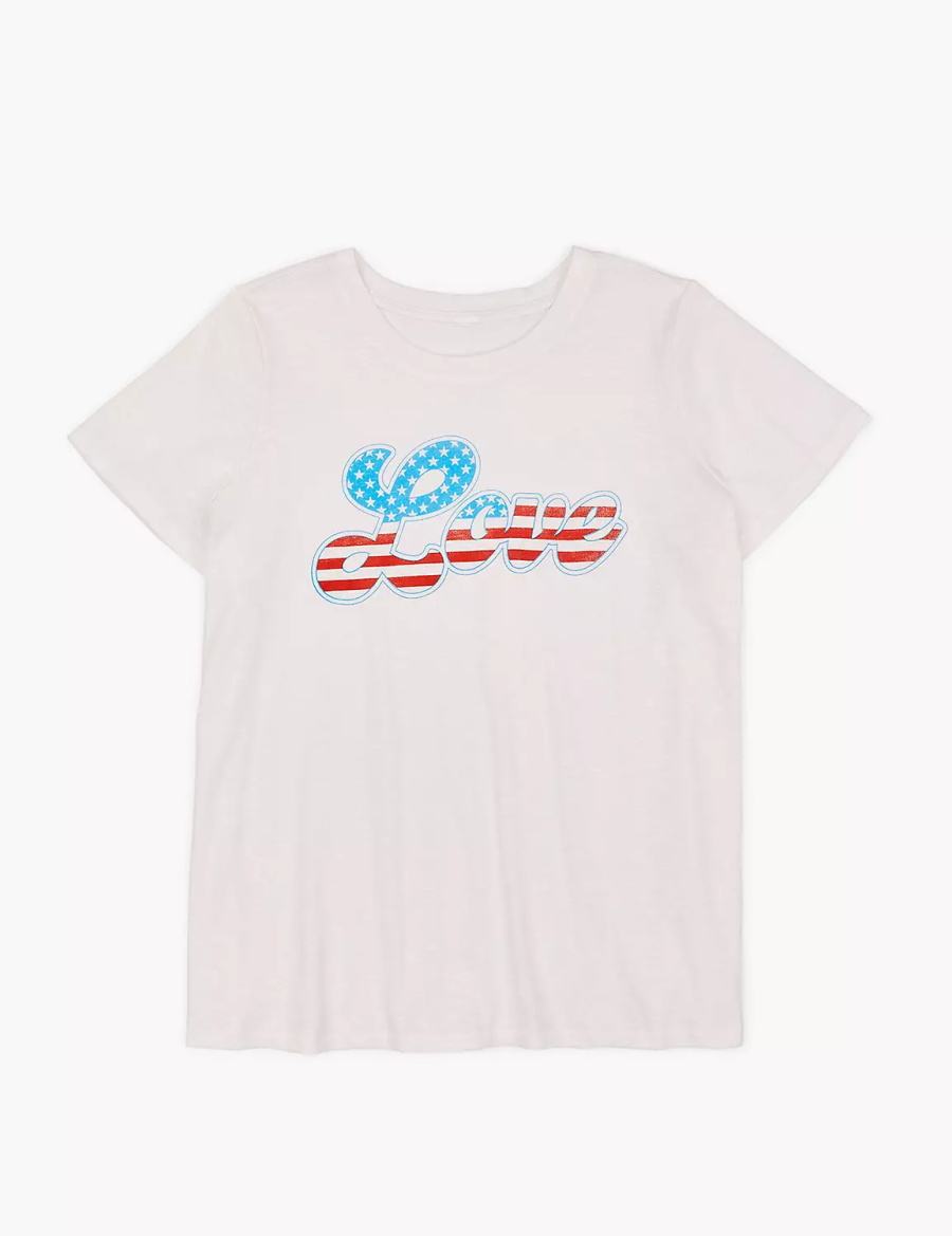 Dámské Tričko Lane Bryant Modern Americana Love Graphic Tee Bílé | ZHG495JH