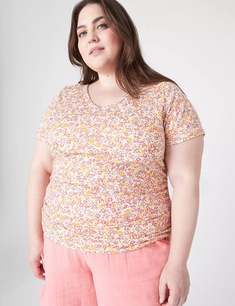 Dámské Tričko Lane Bryant Modern Jersey Side-Ruched Tee Oranžové Viacfarebný | FGW5583YB