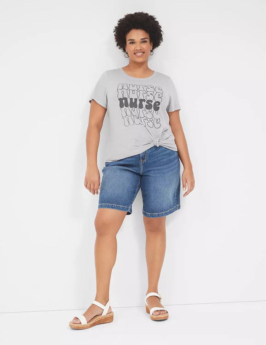 Dámské Tričko Lane Bryant Nurse Graphic Tee Šedé | BIZ6453XE