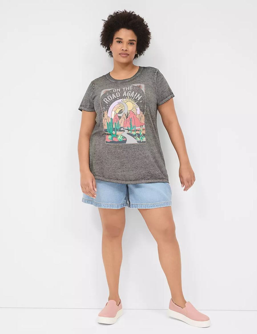 Dámské Tričko Lane Bryant On The Road Graphic Tee Šedé | ZPF2311AS