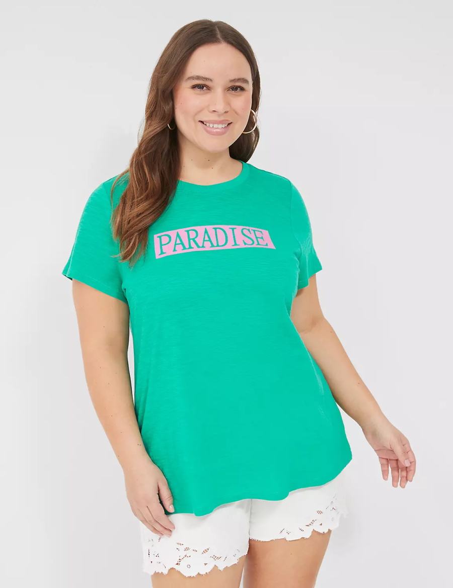 Dámské Tričko Lane Bryant Paradise Graphic Tee Tyrkysové | HJB2981BK