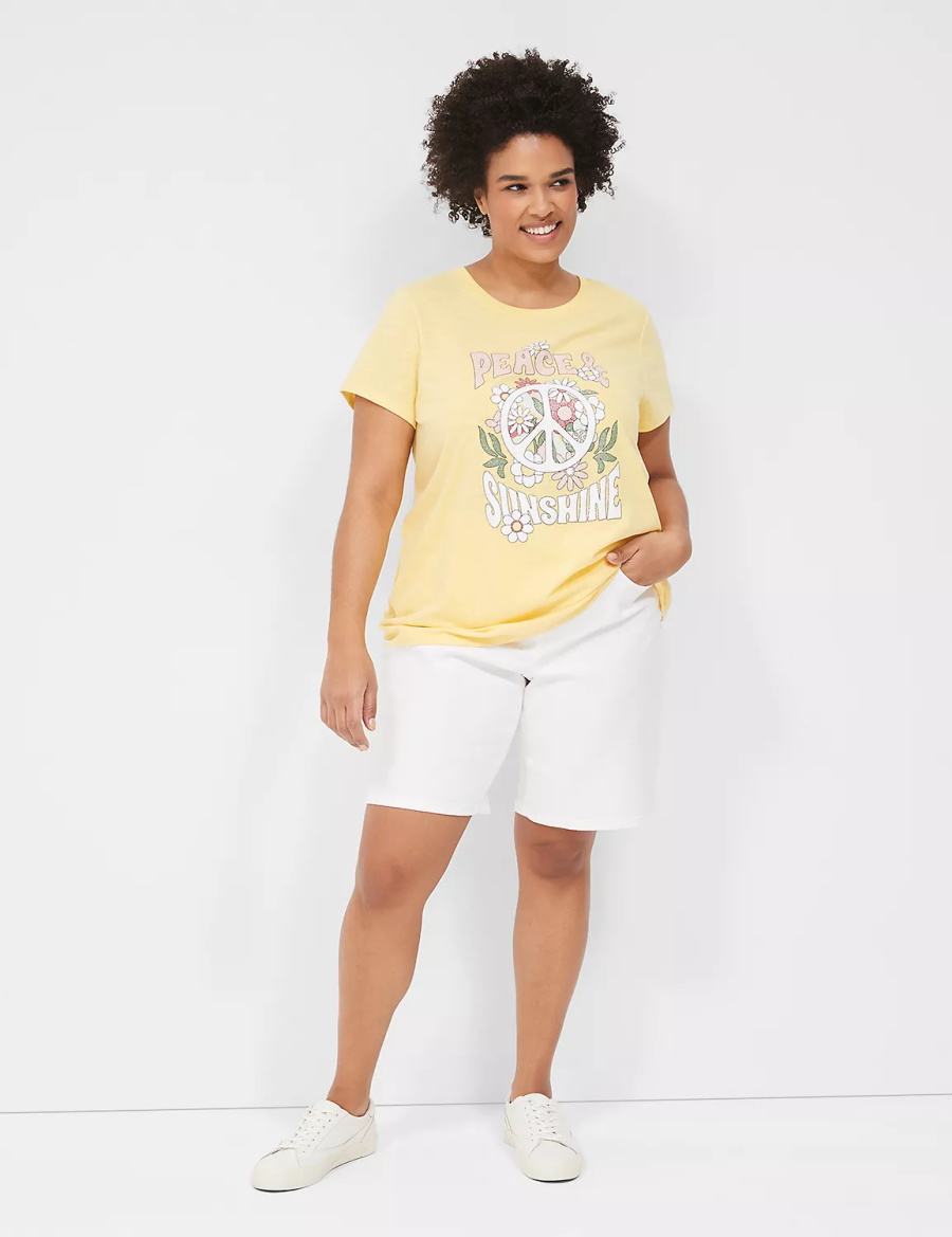 Dámské Tričko Lane Bryant Peace & Sunshine Sparkle Graphic Tee Žluté | MJL657GD