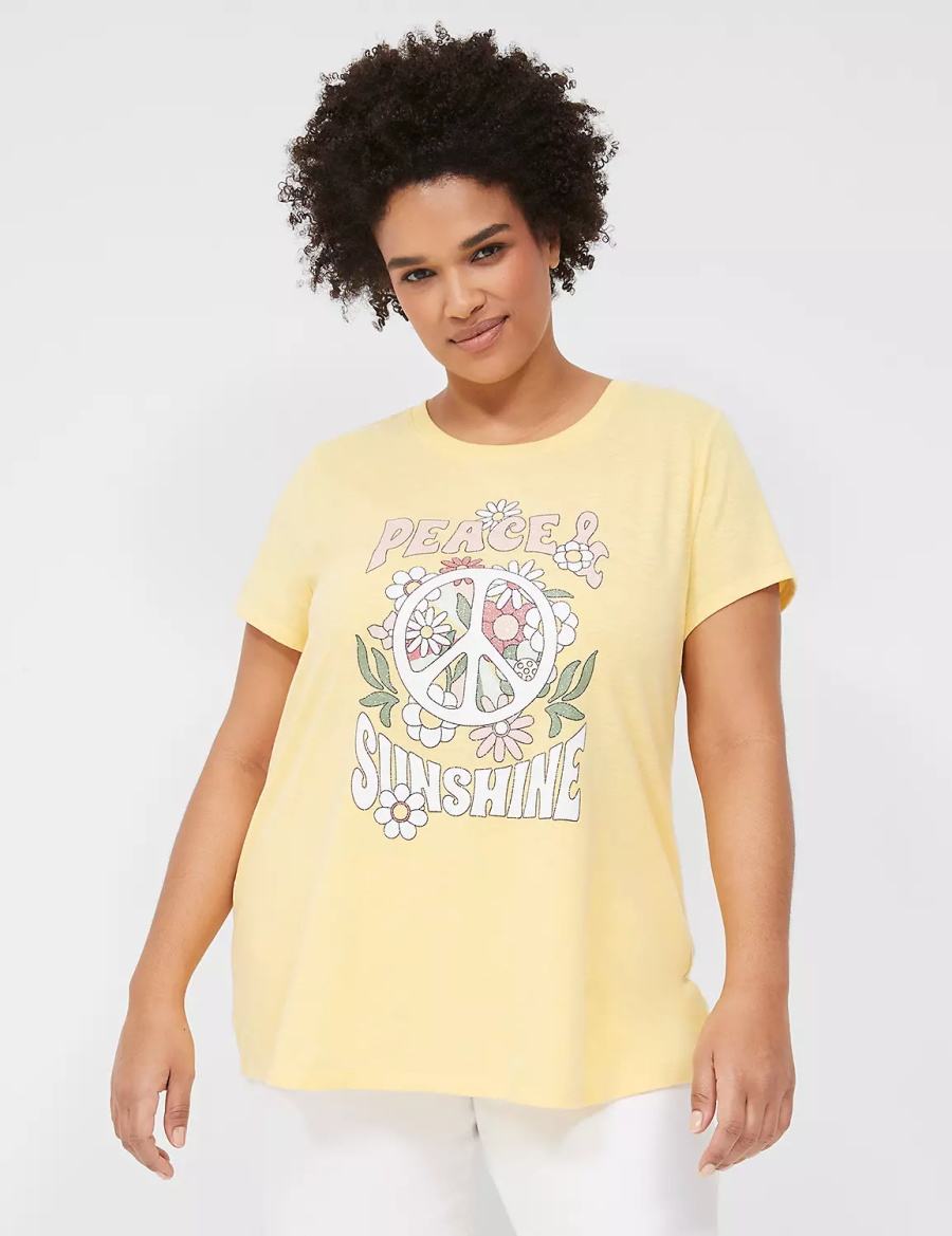 Dámské Tričko Lane Bryant Peace & Sunshine Sparkle Graphic Tee Žluté | MJL657GD