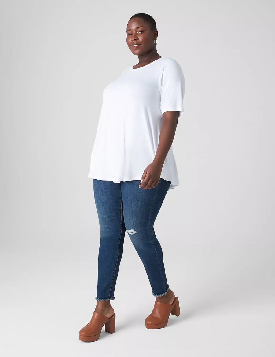 Dámské Tričko Lane Bryant Perfect Sleeve Crew-Neck Extreme Swing Tunic Bílé | SCD3386AD